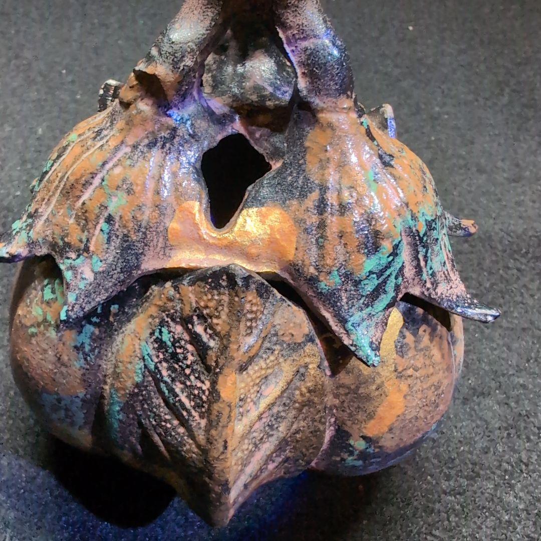 【茶道】香炉　茄子　三本足　鋳造　この形と色は素人には出せない風格ある逸品！