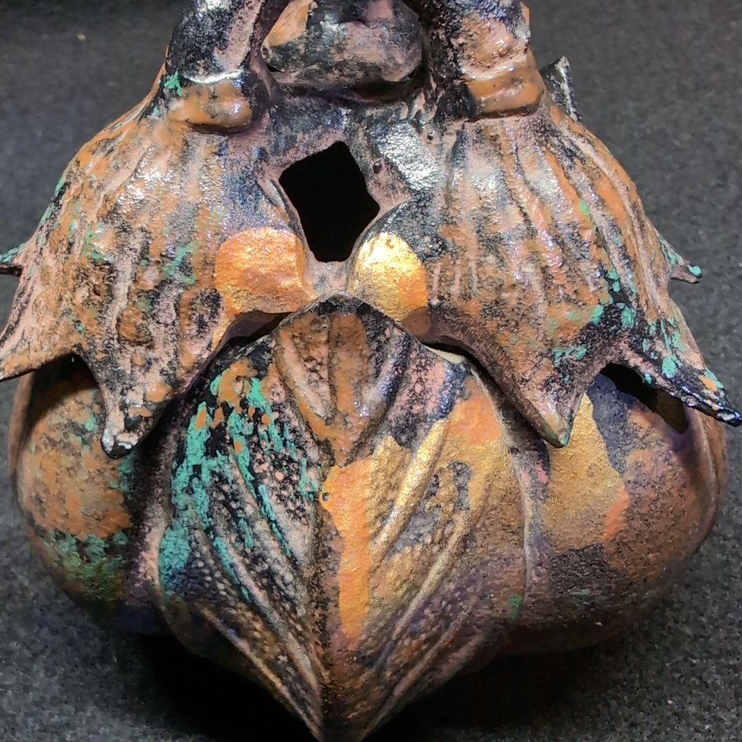 【茶道】香炉　茄子　三本足　鋳造　この形と色は素人には出せない風格ある逸品！