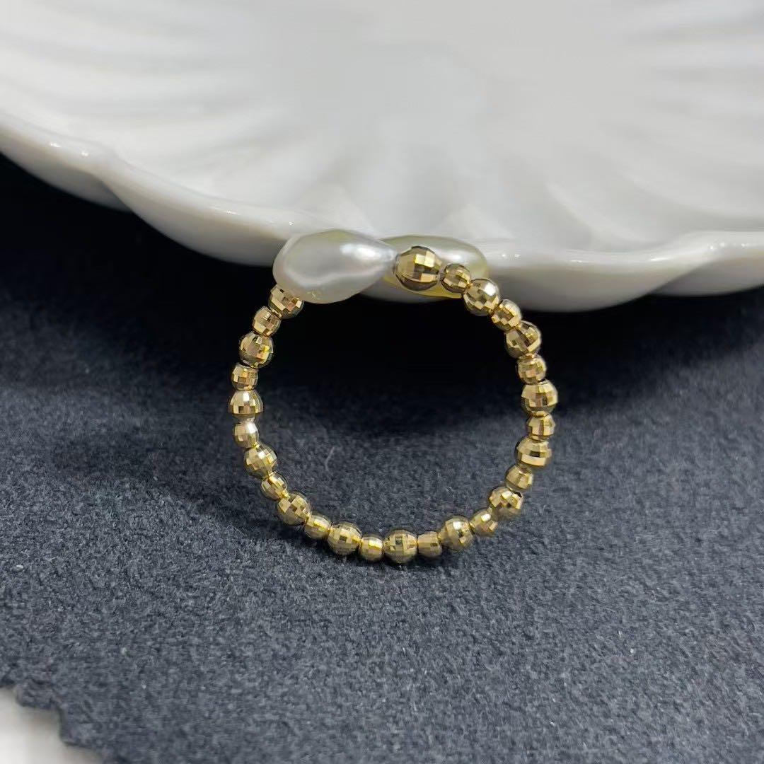 K18ゴールド　南洋白蝶ケシ　リンク　指輪　白蝶ケシ