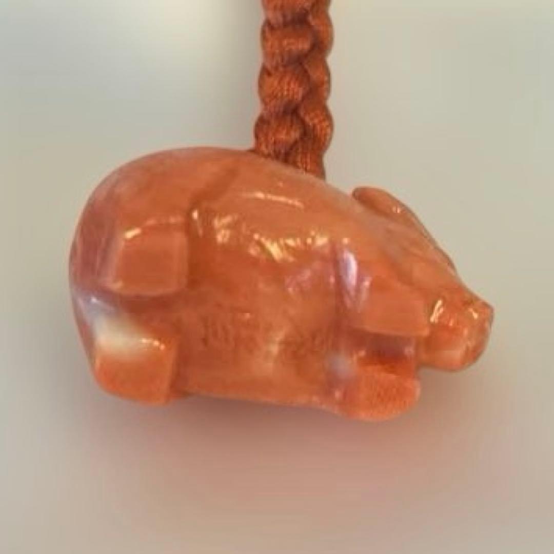 谷口康隆 作 猪 百貨店購入 根付 チャーム ストラップ 珊瑚