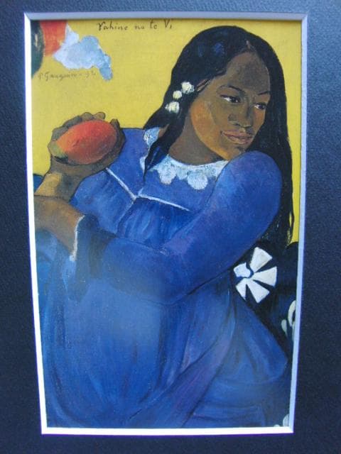 ポール・ゴーガン、【マンゴーを持つ女】、高級画集画、状態良好、新品高級額装付