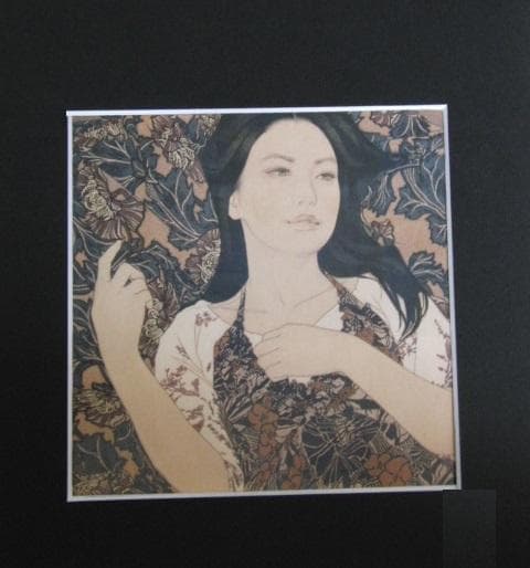 池永康晟、【木綿と指・真美】、希少な額装用画集より、新品額装付