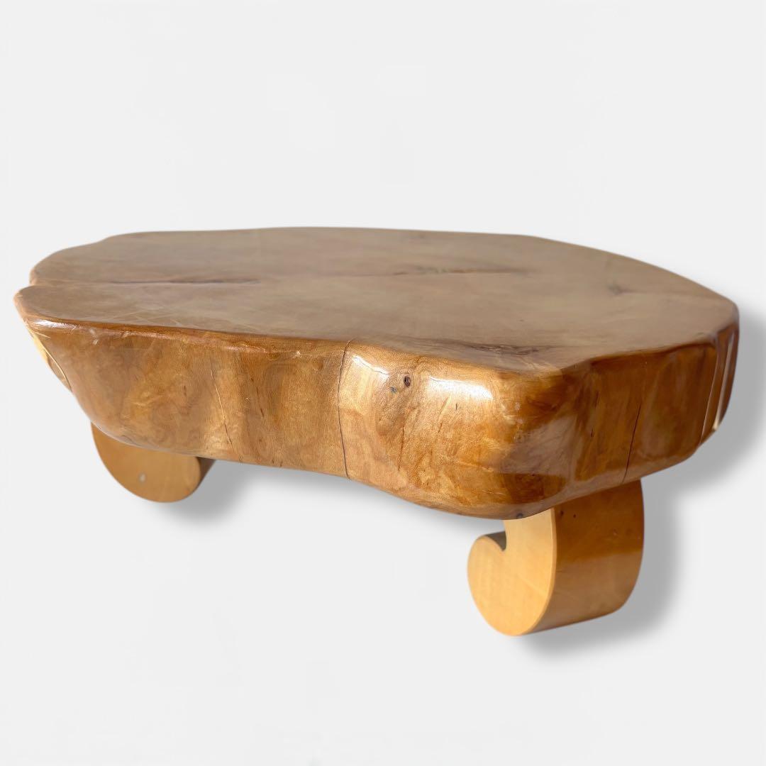 【一点物】無垢一枚板 花台｜丸脚が可愛い低台｜天然木オブジェ台・古道具