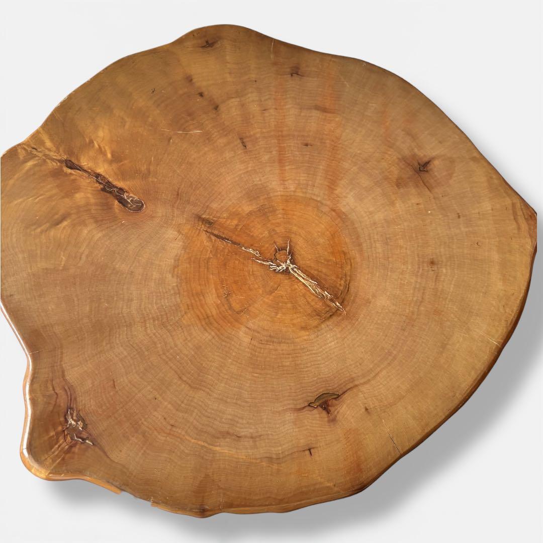 【一点物】無垢一枚板 花台｜丸脚が可愛い低台｜天然木オブジェ台・古道具