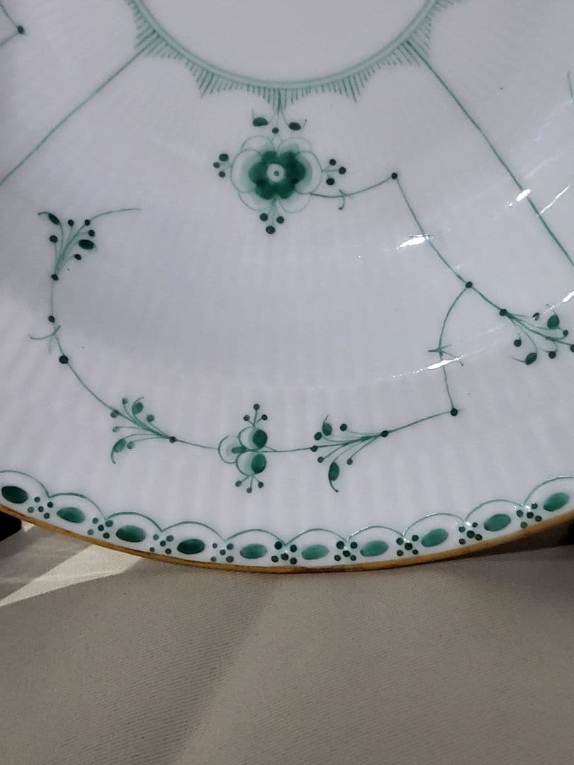 ロイヤル コペンハーゲン スープボウル グリーンフルーテッド ハーフレース