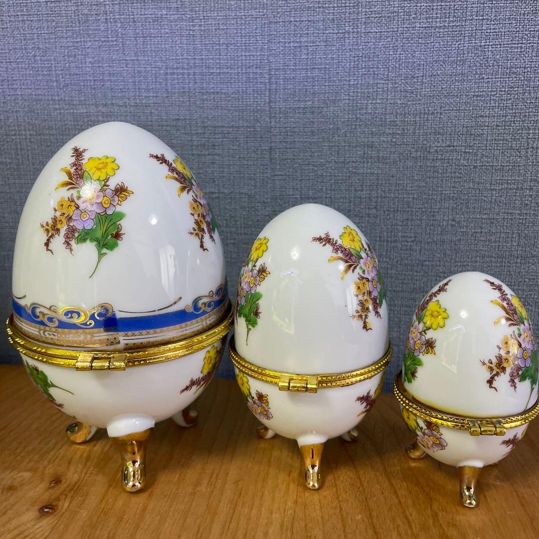 激レア未使用品⭐︎送料無料‼︎ マイセン 卵型 小物入れ 3点セット アンティーク