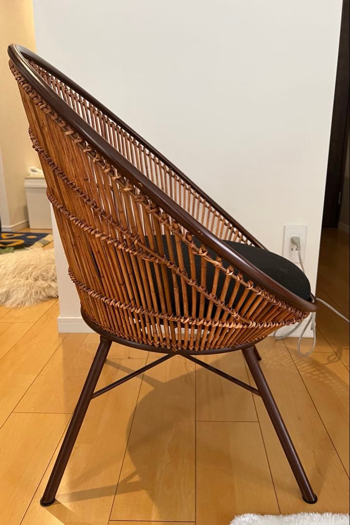 美品　1脚　ラタンチェア　ラウンジチェア　ラタン家具　アンティーク