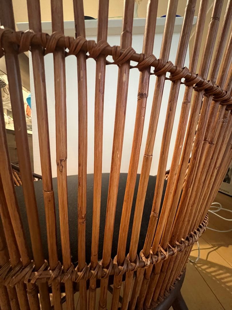 美品　1脚　ラタンチェア　ラウンジチェア　ラタン家具　アンティーク