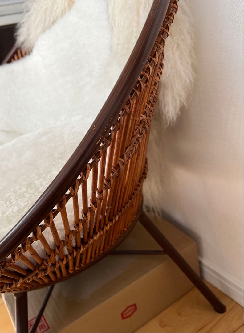 美品　1脚　ラタンチェア　ラウンジチェア　ラタン家具　アンティーク