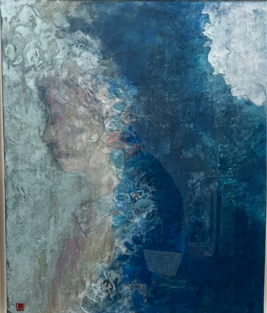 《値下げOK》梅村愛　「佇む」　日本画　絵画　共シール　箱付き