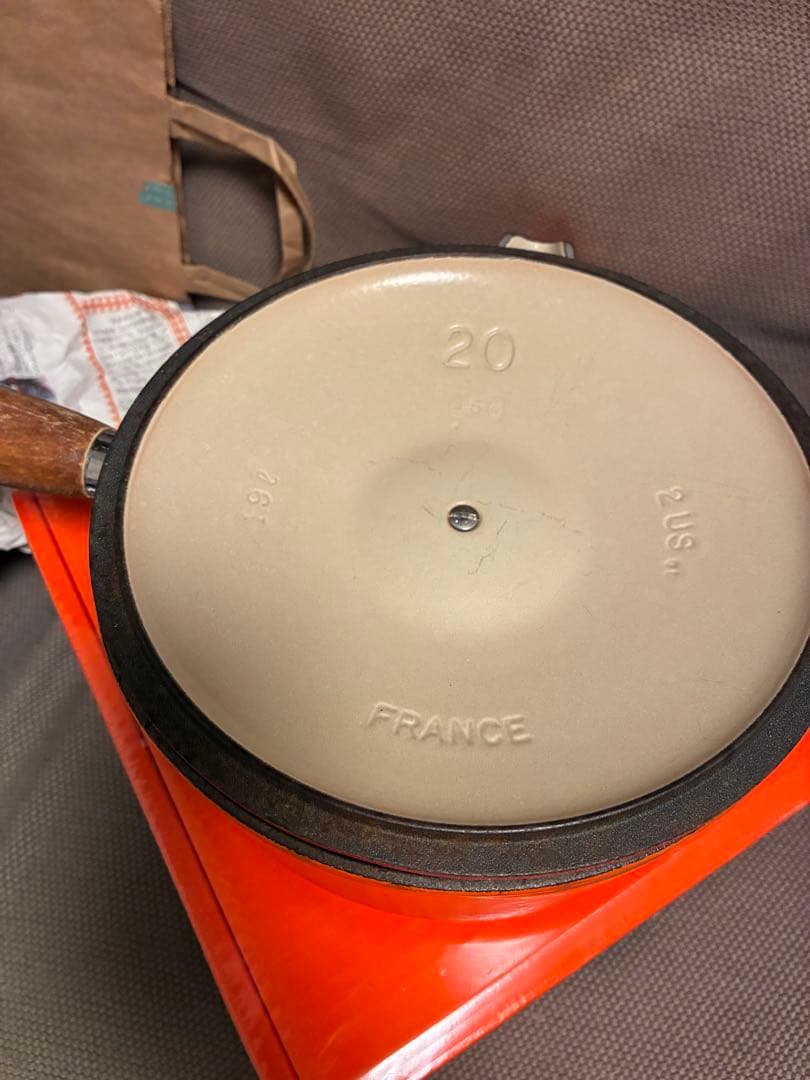 希少　ルクルーゼ 片手鍋20cm 木製ハンドル　ビンテージ