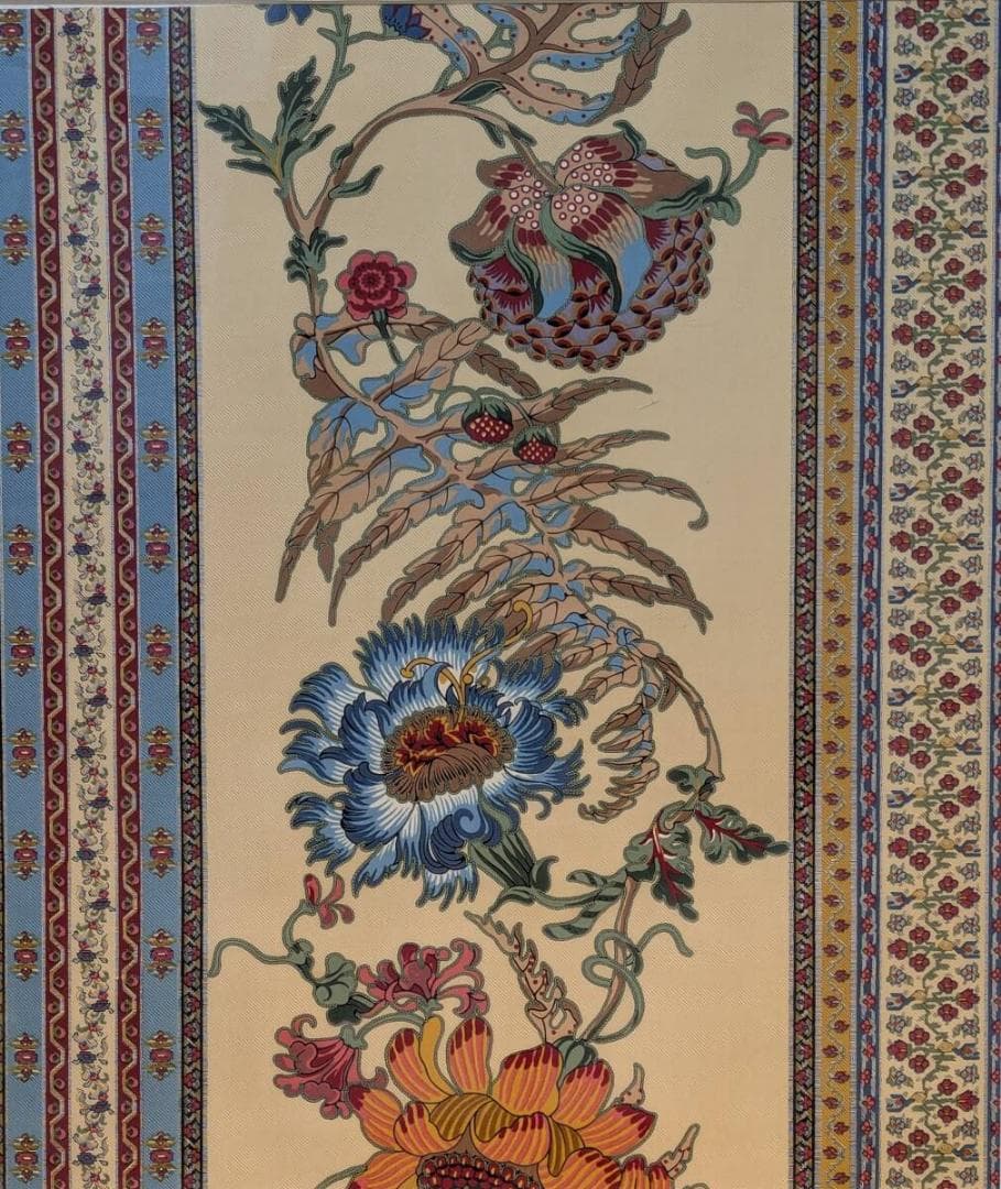 【真作】工芸品　彩花文様　伝統柄アートフレーム　花模様インテリア額　Y156