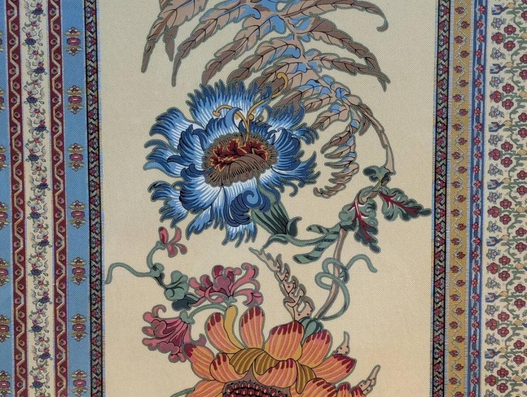 【真作】工芸品　彩花文様　伝統柄アートフレーム　花模様インテリア額　Y156