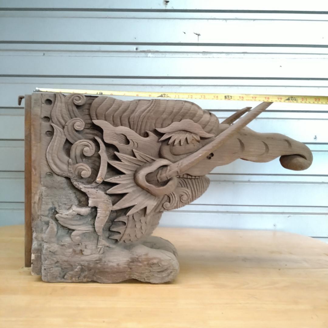 入手困難 象鼻 木鼻 木彫り 彫刻 手作り 高さ44cm 幅55cm 江戸時代