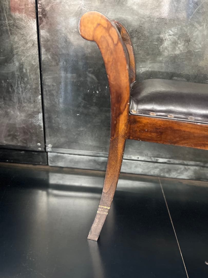 KRN　アンティーク　木製スラットバックスツール