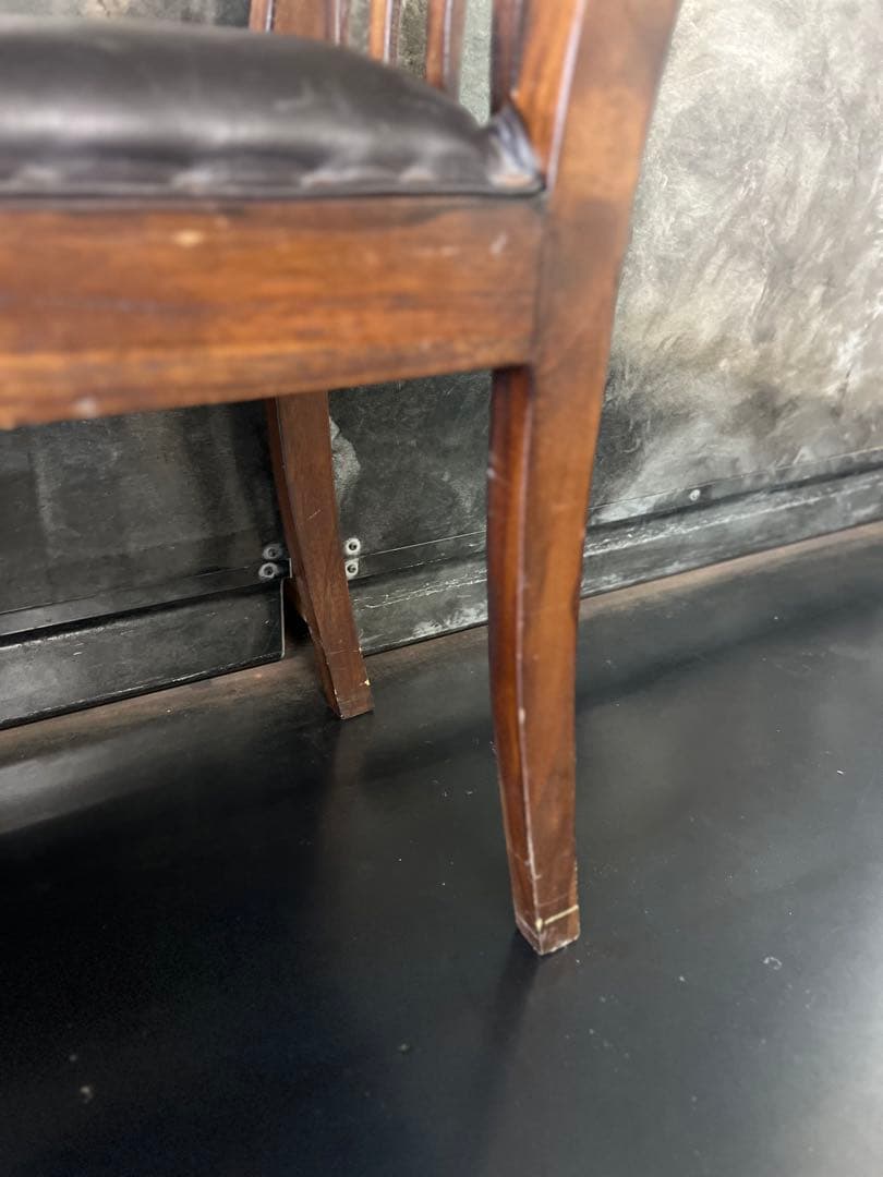 KRN　アンティーク　木製スラットバックスツール