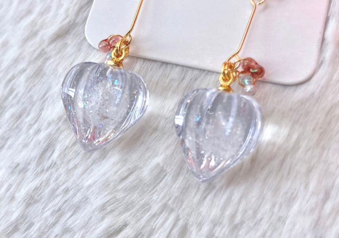 薔薇ビジュー♡氷っぽい鬼灯レジンチャーム　ピアス/イヤリング✩*॰¨