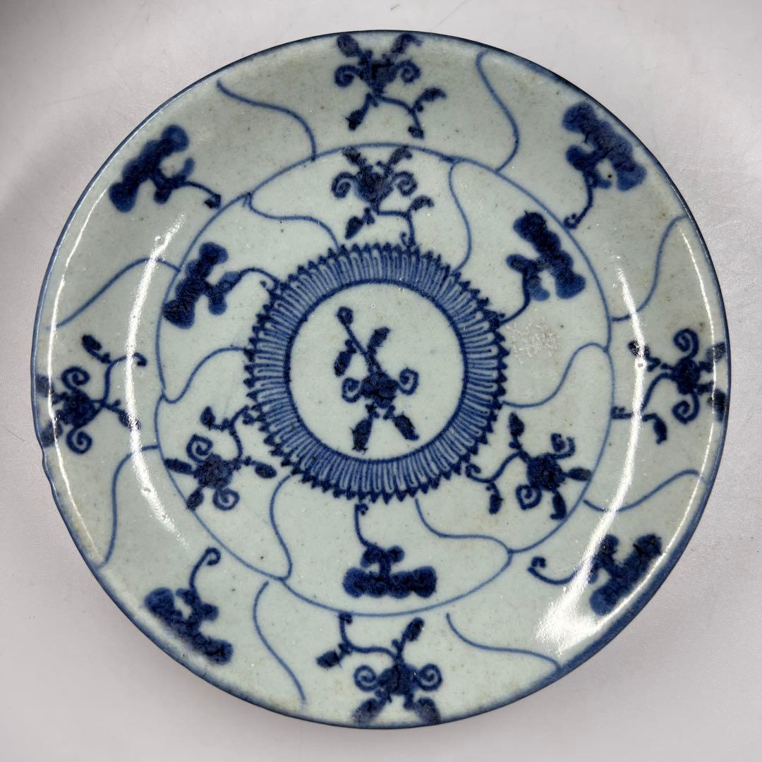 中国清朝時代　染付中皿20枚箱付直径約14.5㎝トサチニ東な7-0618⭐︎2F