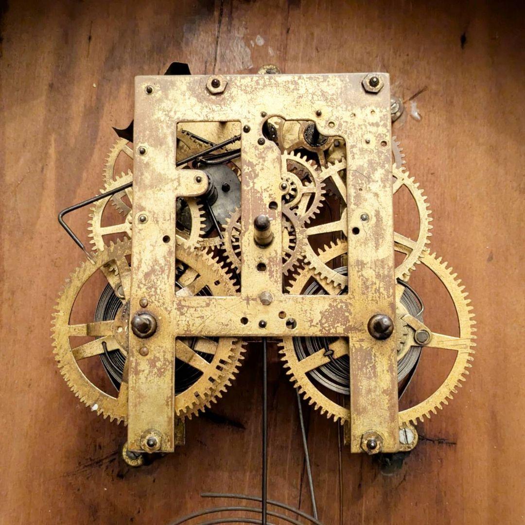 古時計　アンティーク掛時計　振り子時計　ゼンマイ時計