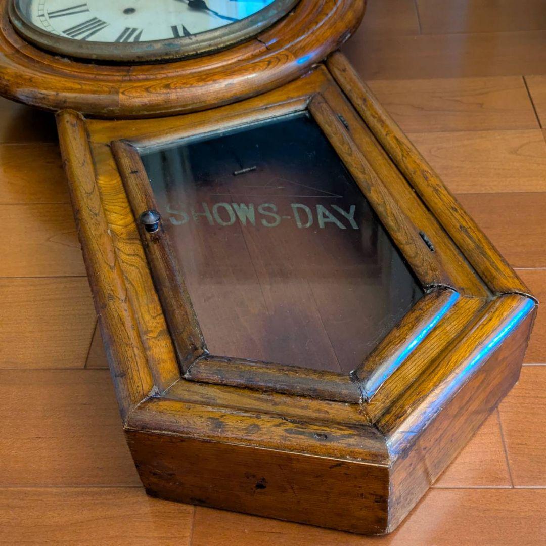 古時計　アンティーク掛時計　振り子時計　ゼンマイ時計