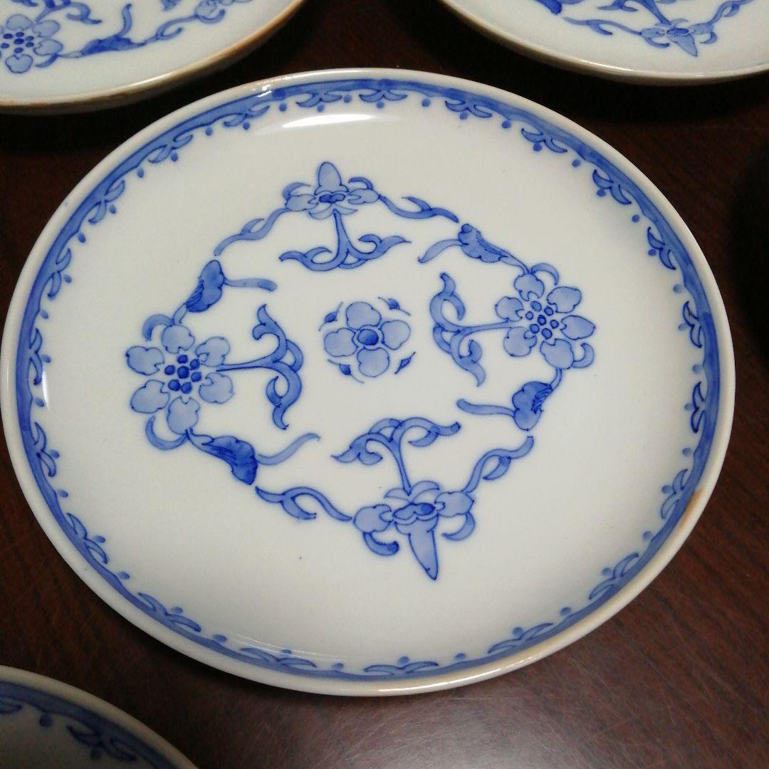 九谷焼　染付中皿　11枚　18.6cm　明治〜大正期