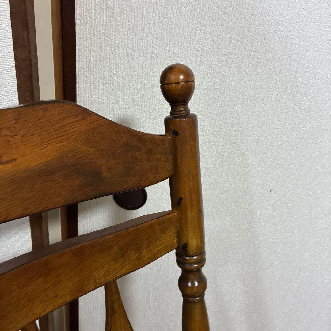 不二貿易　木製　ロッキングチェア 椅子　肘掛け付 彫刻