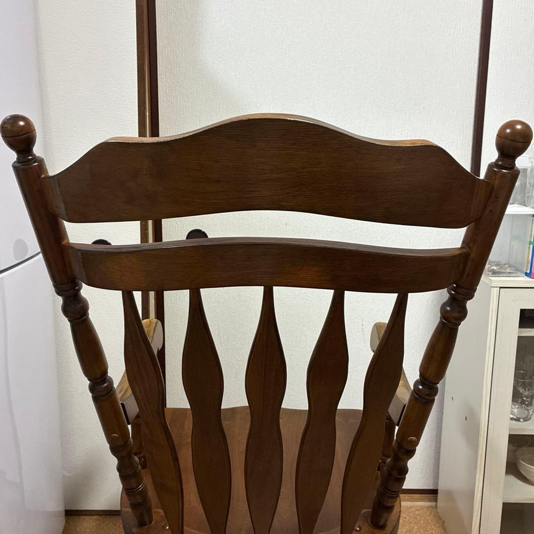不二貿易　木製　ロッキングチェア 椅子　肘掛け付 彫刻