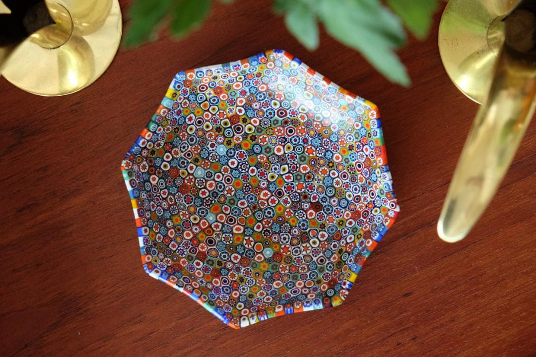 ベネチアンガラス ミルフィオリ プレート ガラス作家 検/ムラーノ 江波冨士子