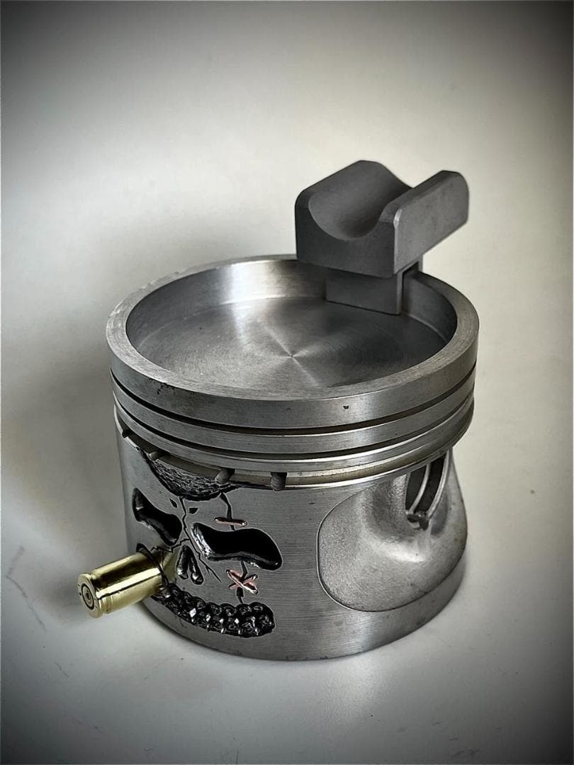 一点物 ピストン スカル シガー灰皿 彫刻 8cm