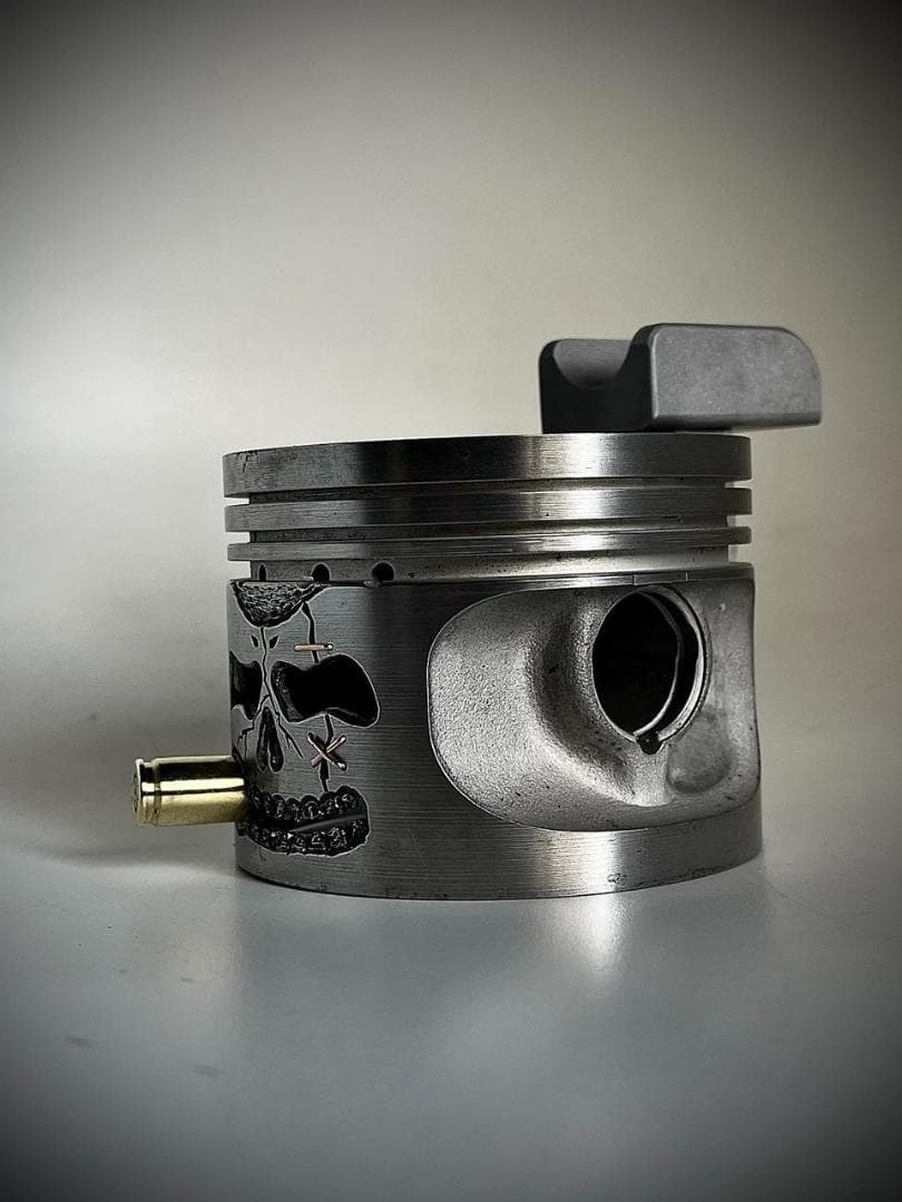 一点物 ピストン スカル シガー灰皿 彫刻 8cm