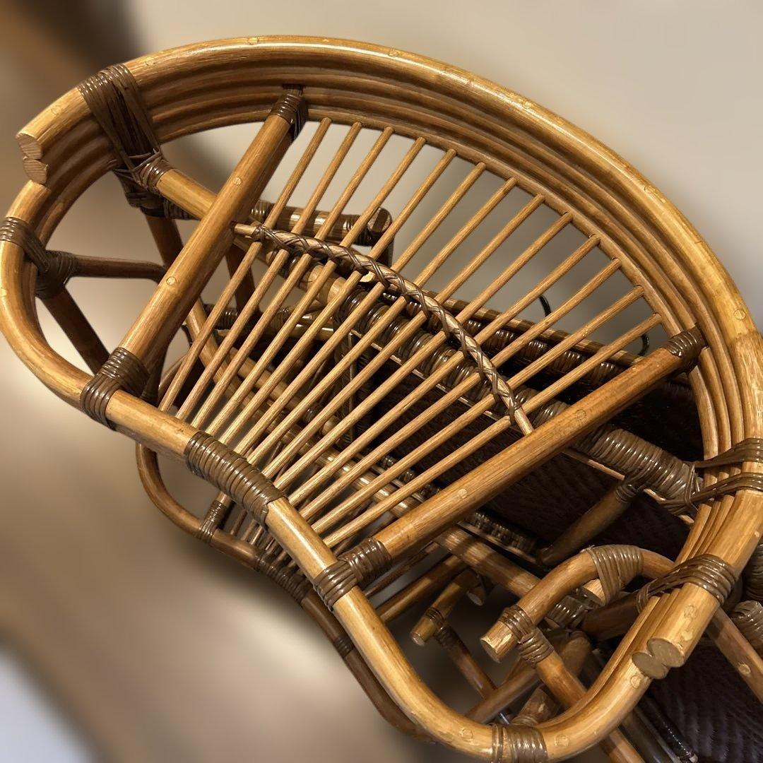 KAZAMA カザマ　ラタン　籐製　3段階調整可能リクライニングチェア