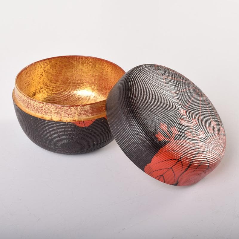 茶道具　玄一作　欅千筋　菊文　寿輪棗　平棗　共箱　V　7104