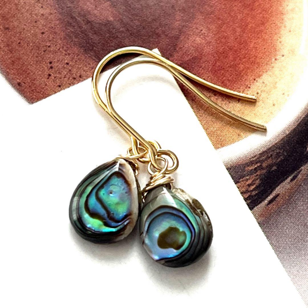 あいす☺︎ 1点作品☆ スクエア型枠ケシパールピアス