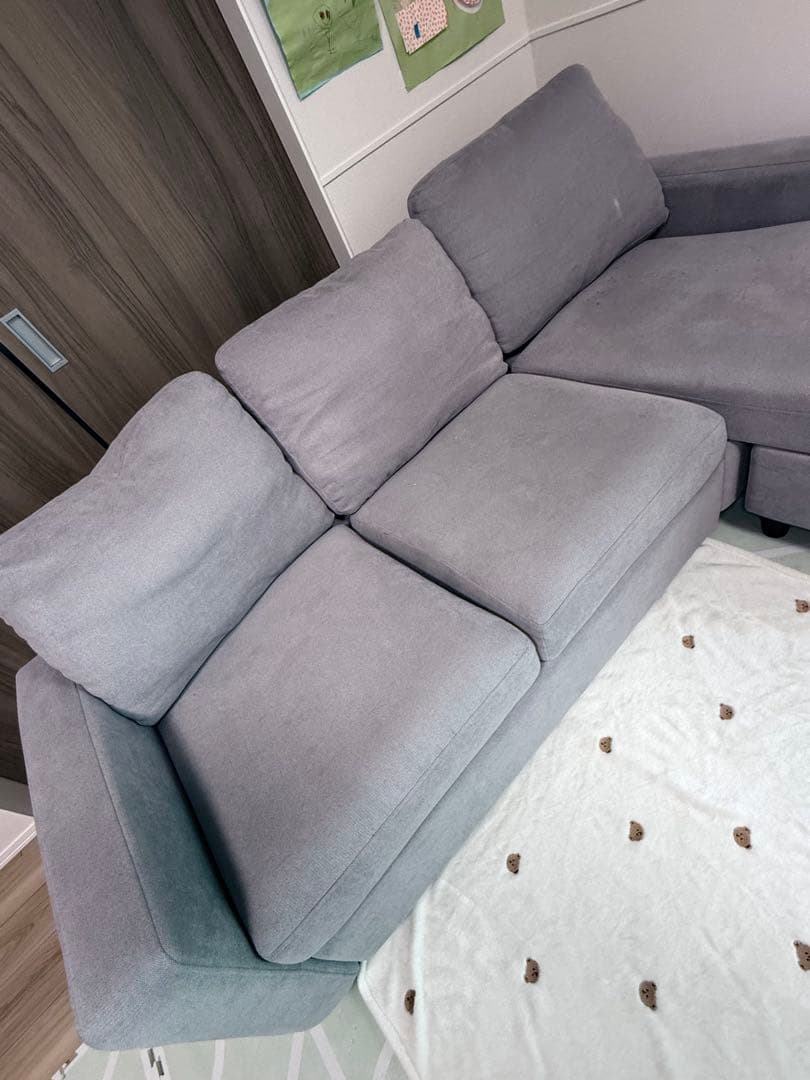 グレー L字型ソファ