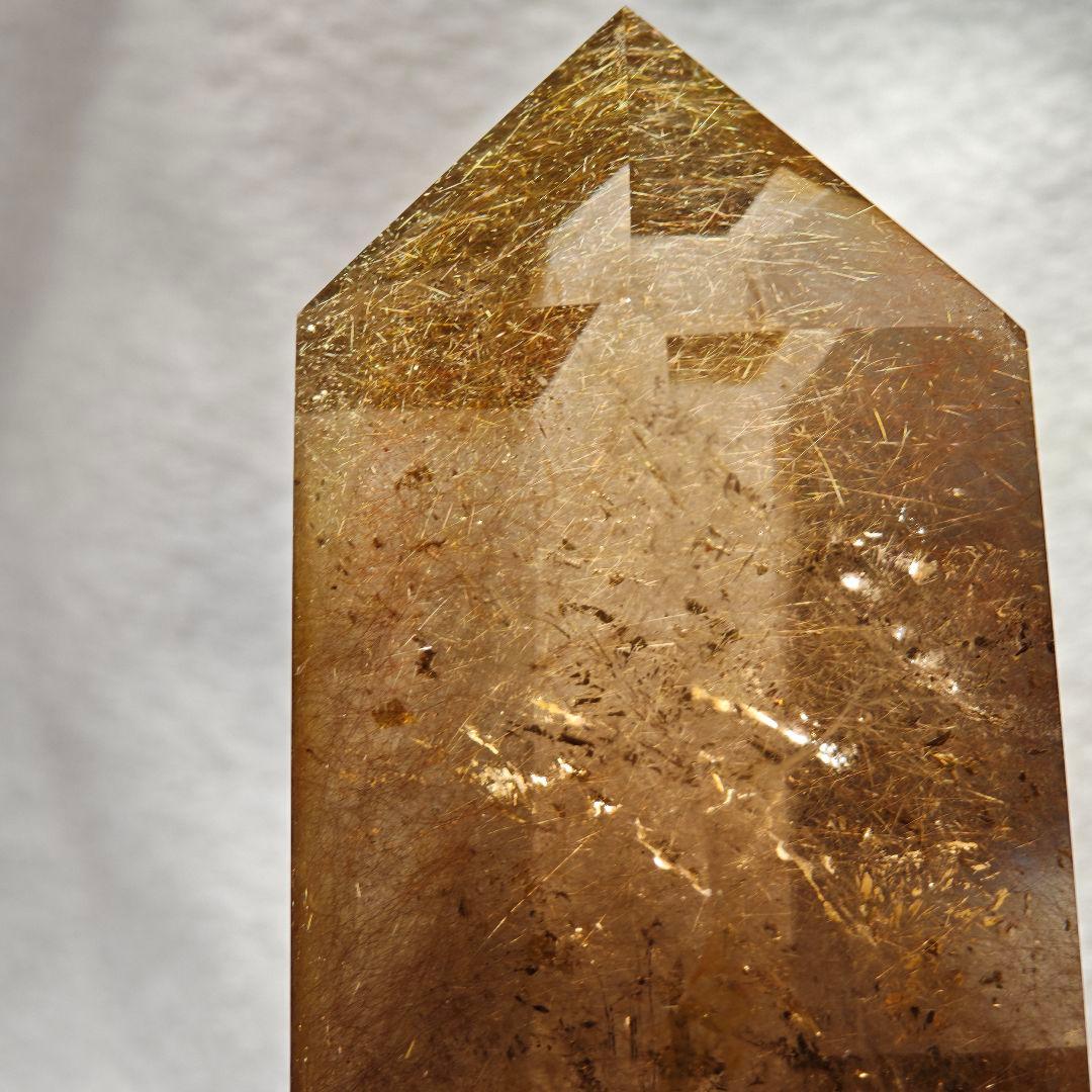 【1キロ超】ゴールドルチルクォーツ クリスタルタワー 天然石 金針