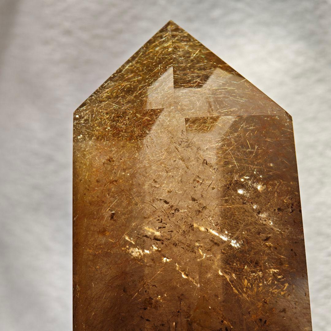 【1キロ超】ゴールドルチルクォーツ クリスタルタワー 天然石 金針
