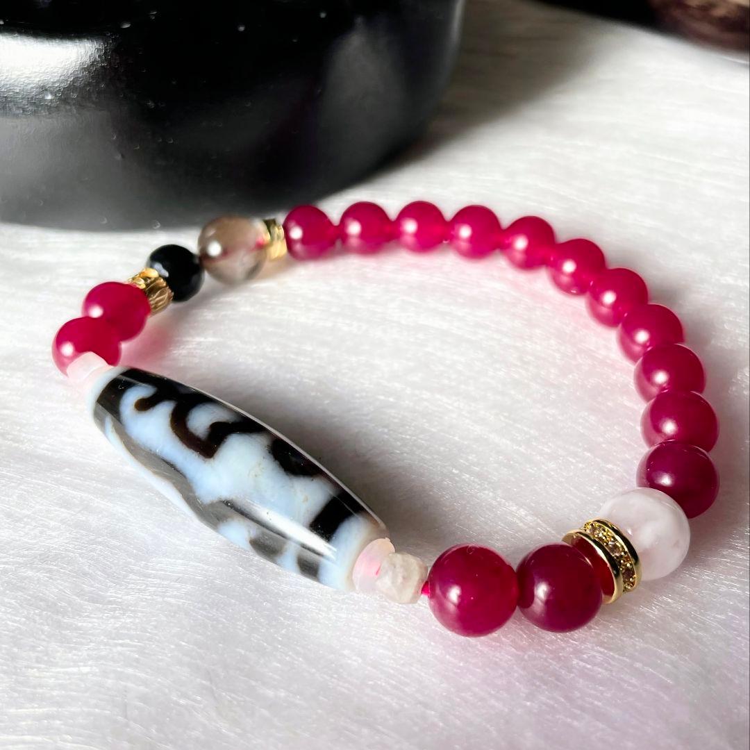 【水蓮花天珠】至純 白天珠 ルビー 天然石 ゼウスクォーツ モリオン セリサイト