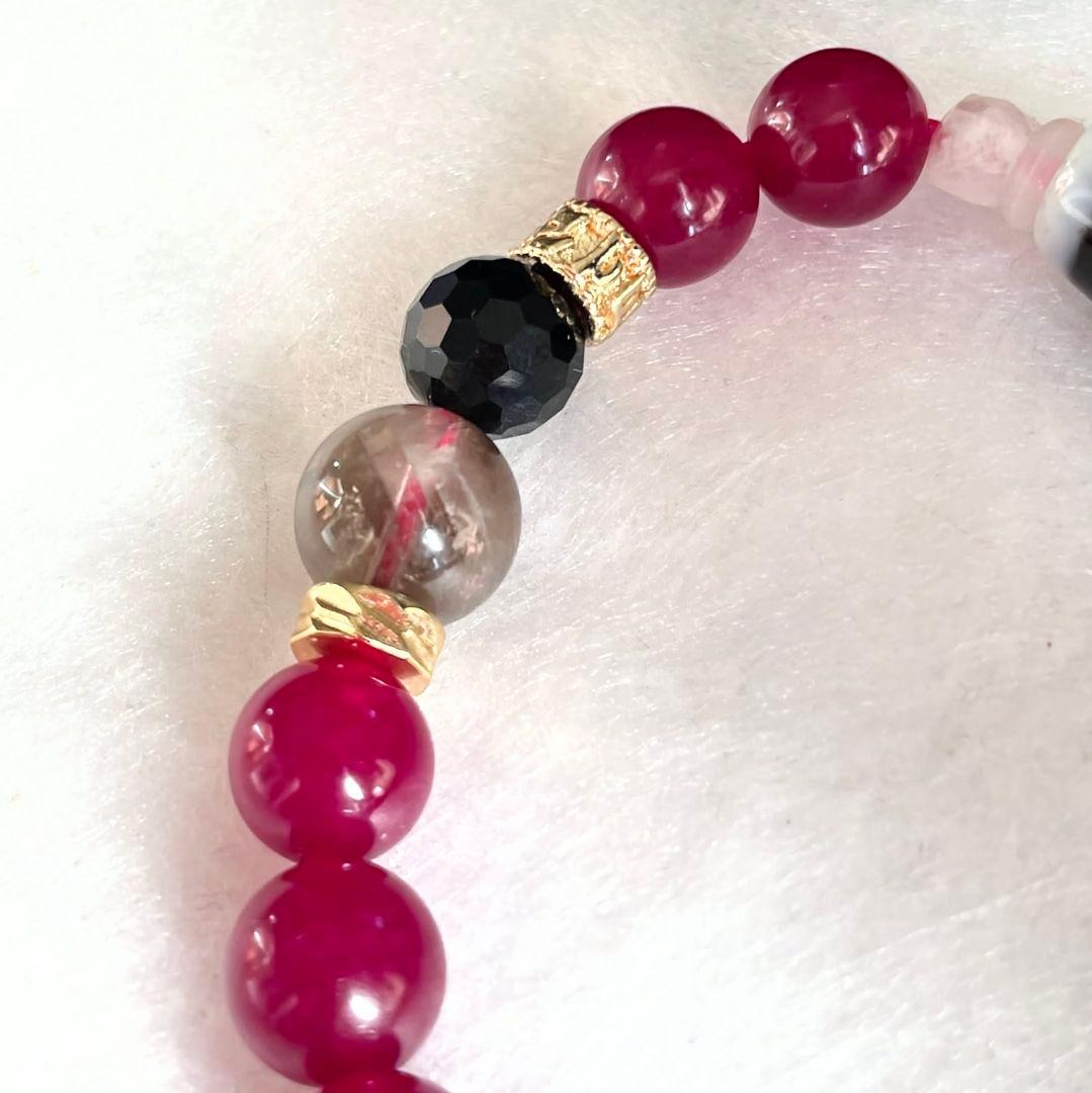 【水蓮花天珠】至純 白天珠 ルビー 天然石 ゼウスクォーツ モリオン セリサイト