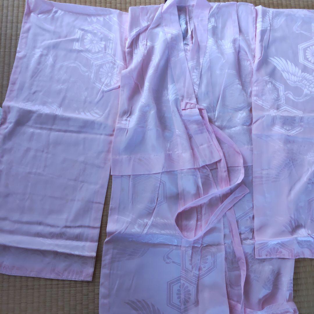 七五三 伝統的な和装 緑と赤の花柄長襦袢付き