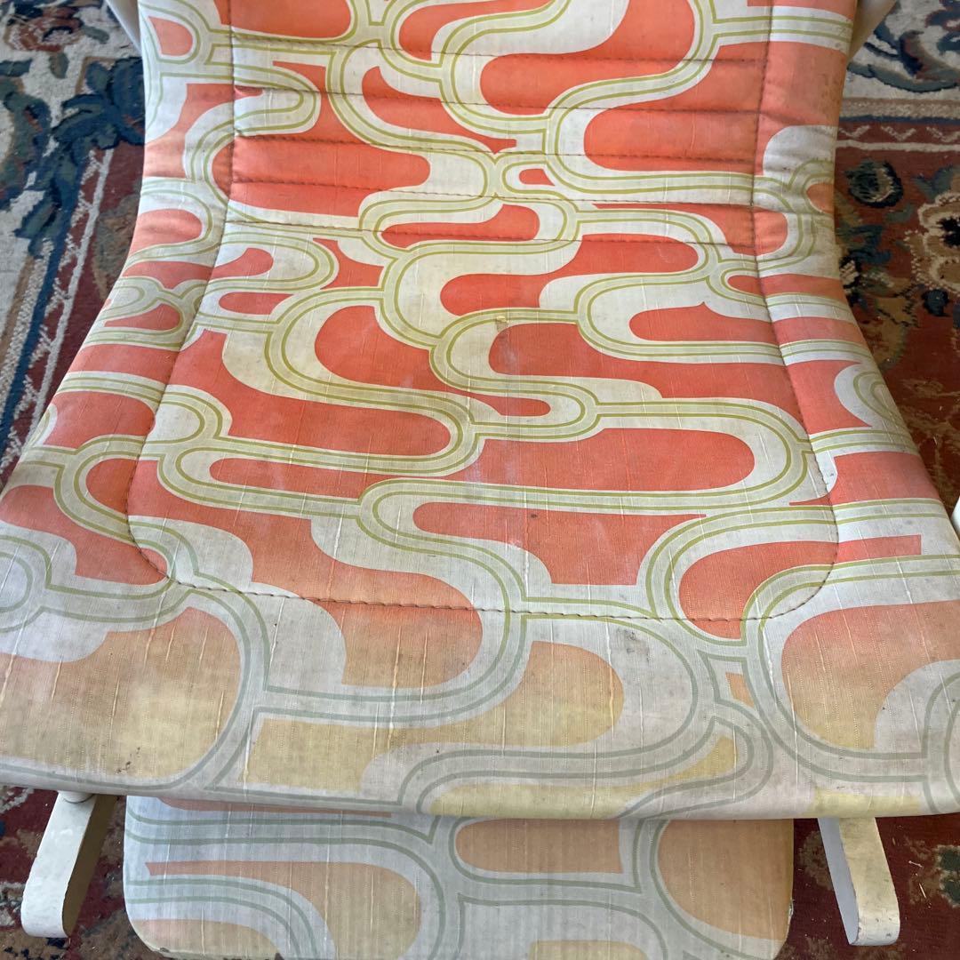 昭和レトロ 松田家具 幾何学柄 木製ロッキングチェア アームチェア ベントウッド