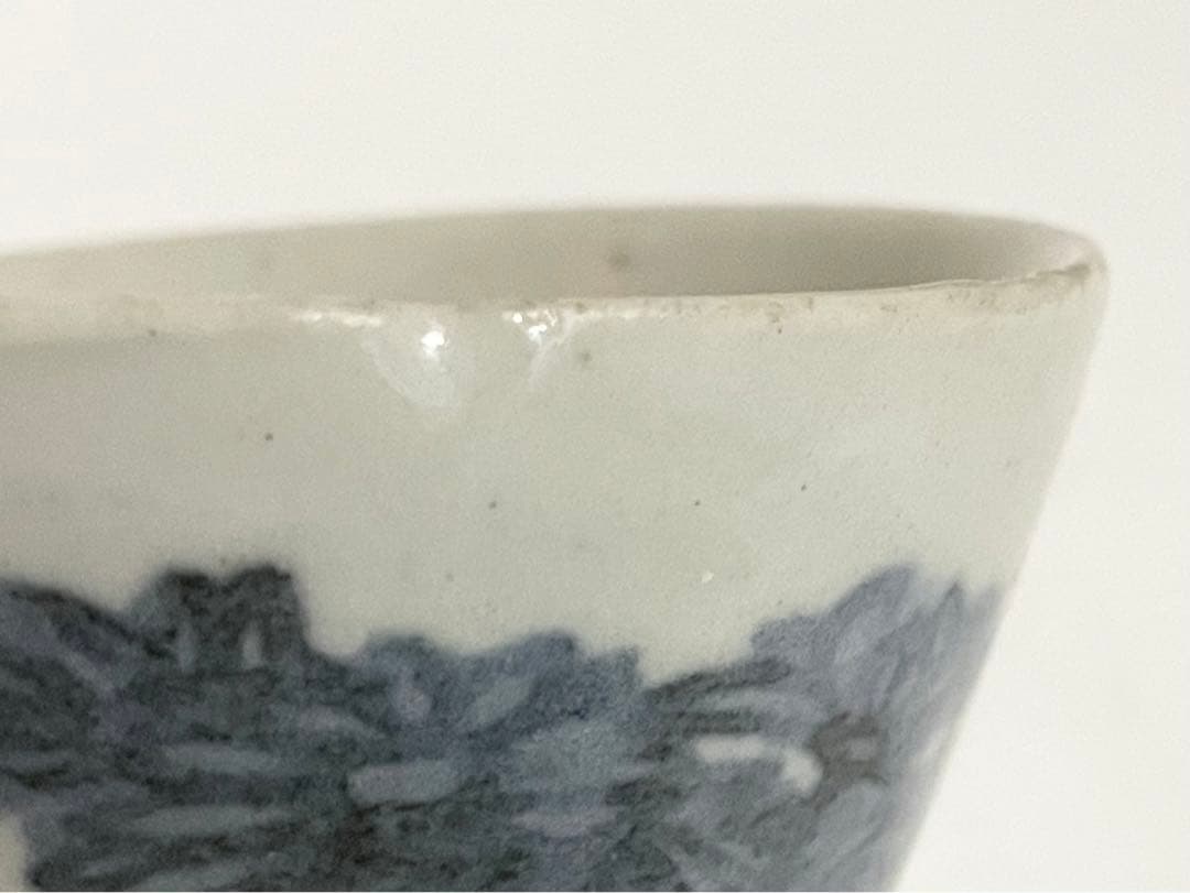 骨董 アンティーク 古伊万里 こんにゃく印判 菊文様 蕎麦猪口 酒器 盃 初期