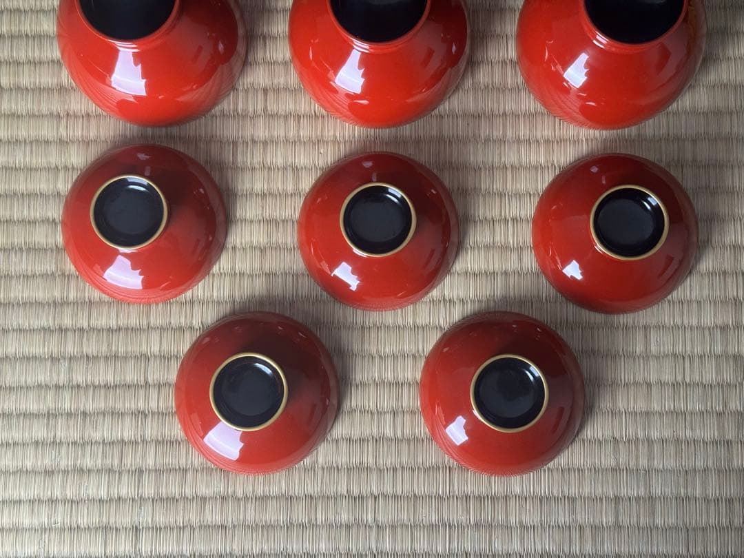 輪島塗 絵付 まり椀 5客 本堅地 中島松朗 (九香)作 布