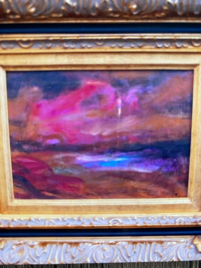 最終価格　油彩画菊地正則　「遥かなる地空」F4 額付き　美しさ　迫力　癒し　美品