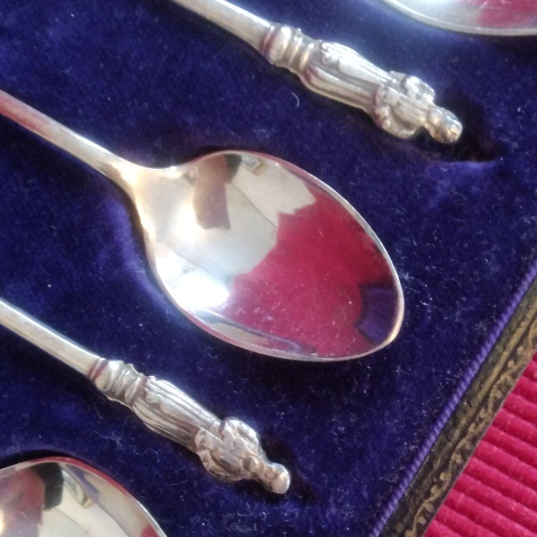 ヴィンテージ英国アンティークのシルバープレートスプーン６本僧侶EPNS刻印有り