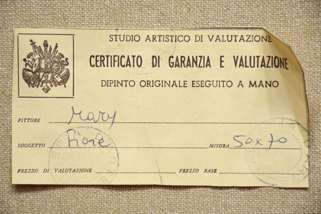 DIK103 真作保証 Mary フラワー キャンバスに油彩 ギャランティ付き