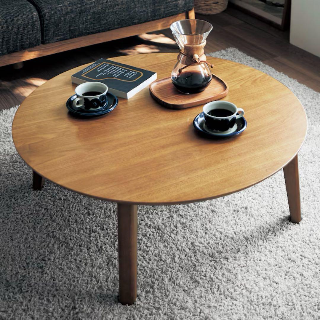 黒ねこ　円形折りたたみリビングローテーブル〈直径90cm〉丸テーブル