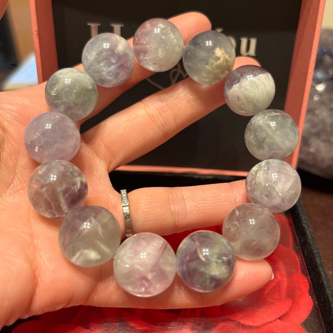 天然石ブレスレット　エンジェルフェザーフローライト　超大玉