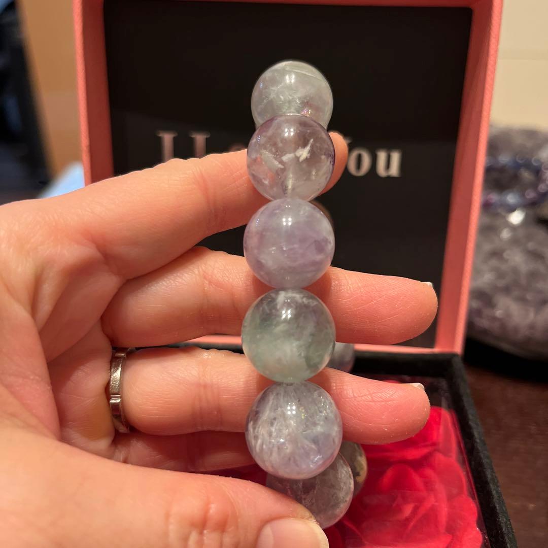 天然石ブレスレット　エンジェルフェザーフローライト　超大玉