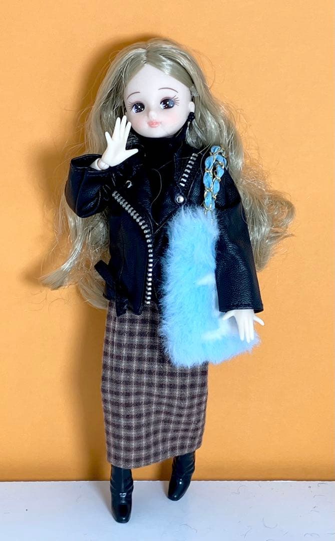 ★ハンドメイド★ ミニチュア ファーバッグ ライトブルー ドールアウトフィット