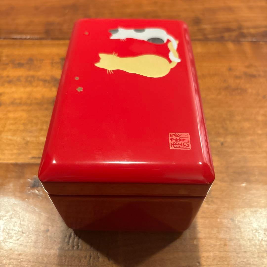 会津塗 小物入れ オルゴール 猫